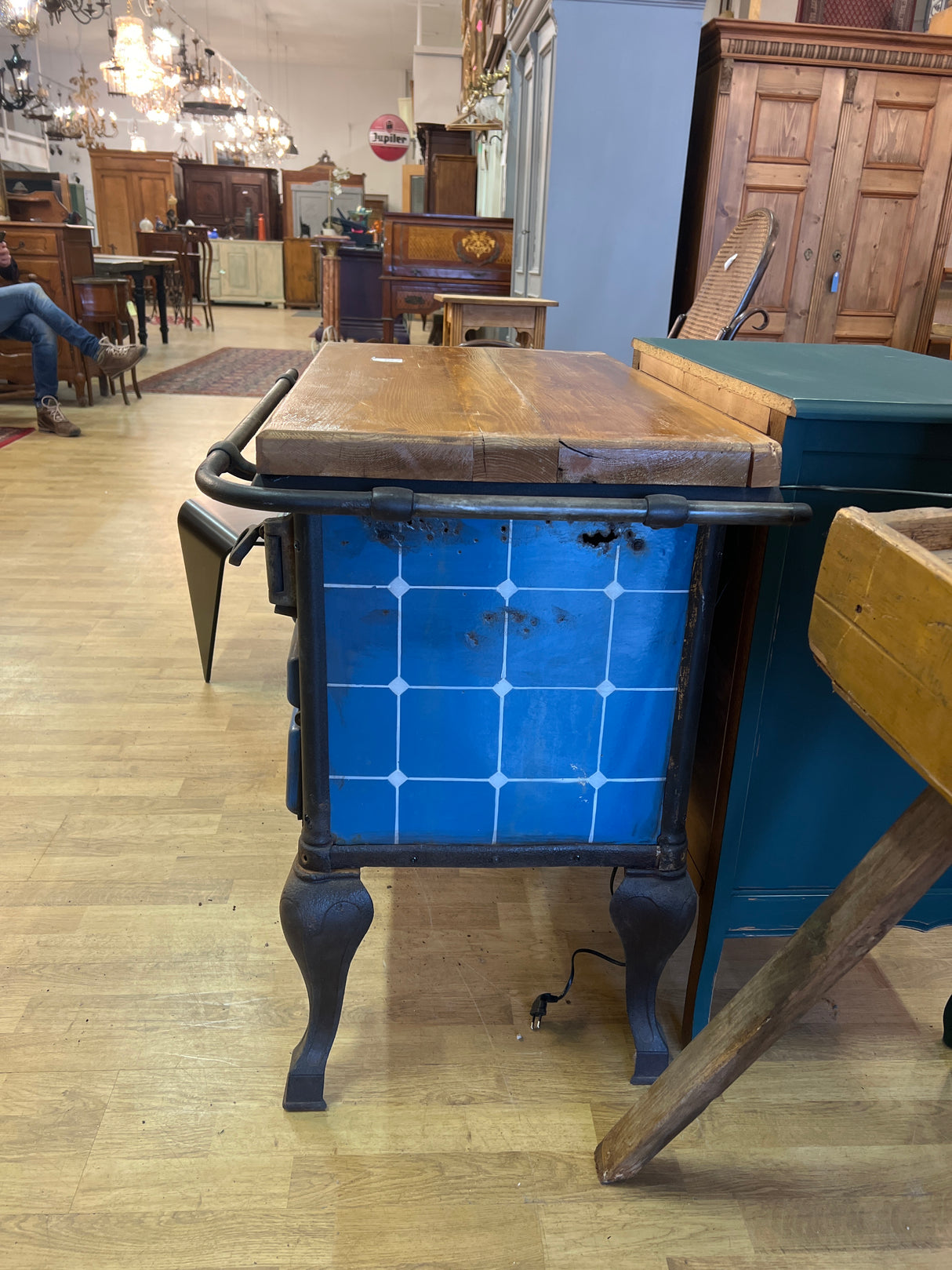 Old wood stove chest of drawers