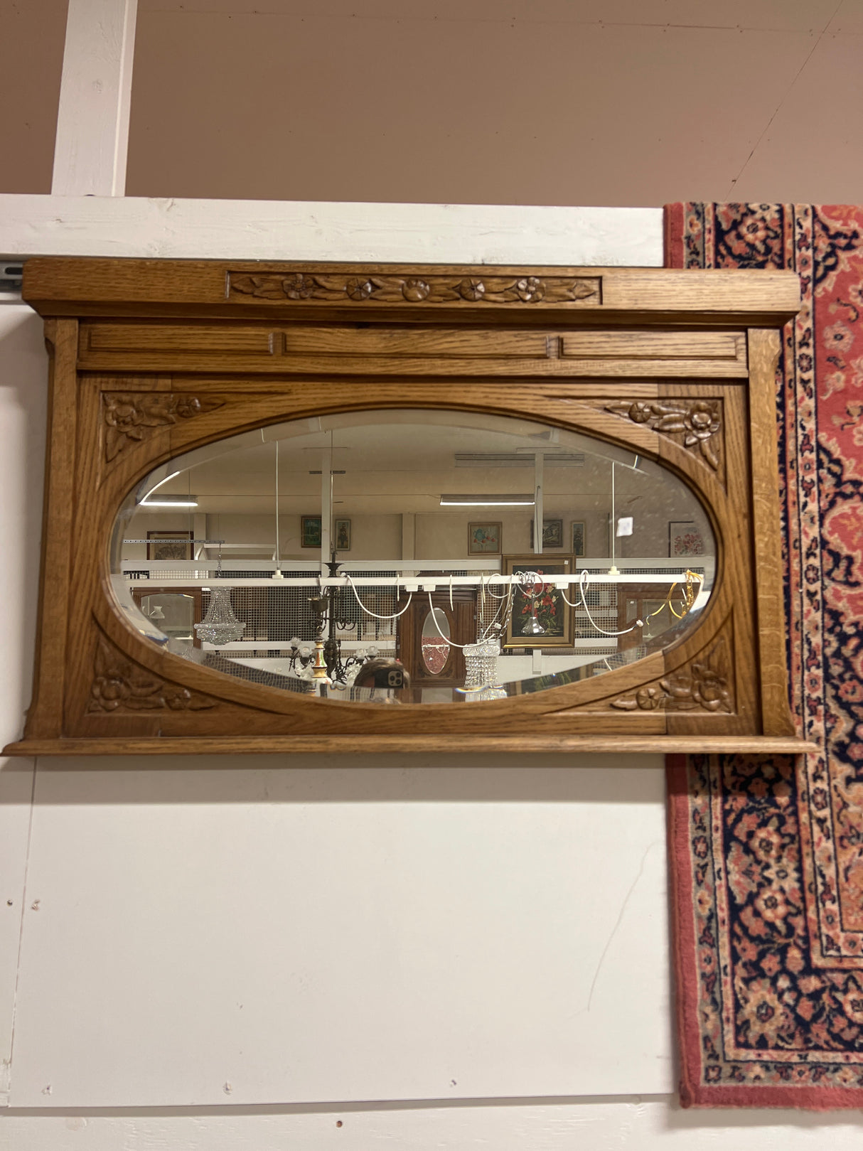 Art Nouveau mirror W. 105.5cm and H. 67cm
