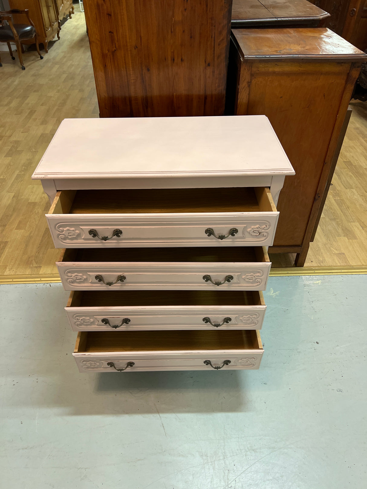 Rococo chest of drawers L. 80cm, W. 43cm and H. 90cm