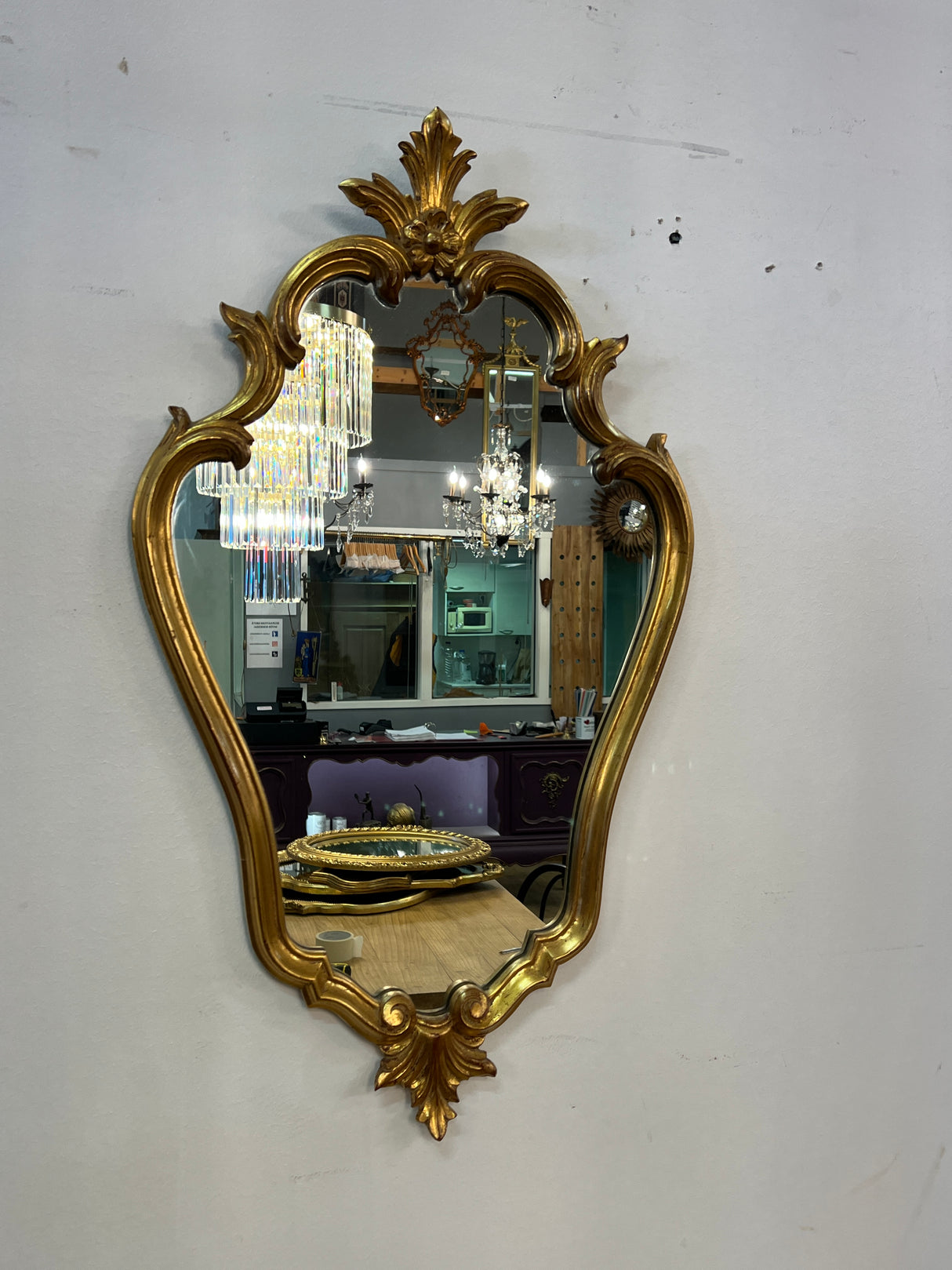Rococo mirror L. 49.5cm and H. 86.5cm