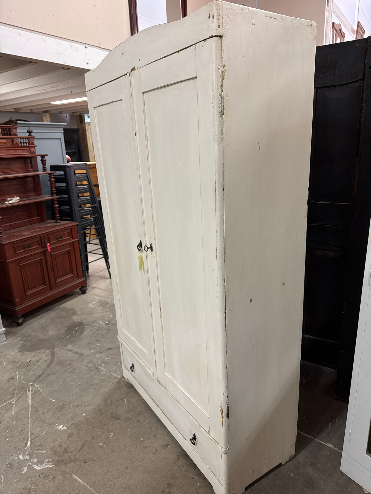 Peasant-style wardrobe W. 114.5cm, D. 45.5cm, H. 196cm