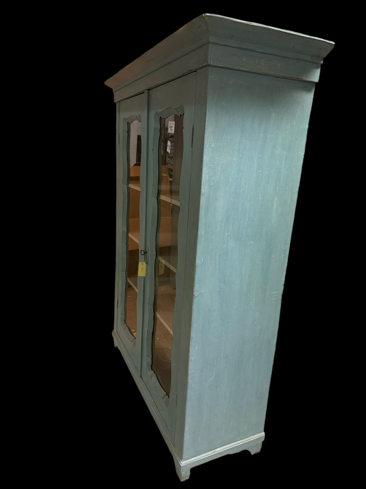 Turkoosi virtriinikappi L.135.5cm, S.52cm, K.182.5cm