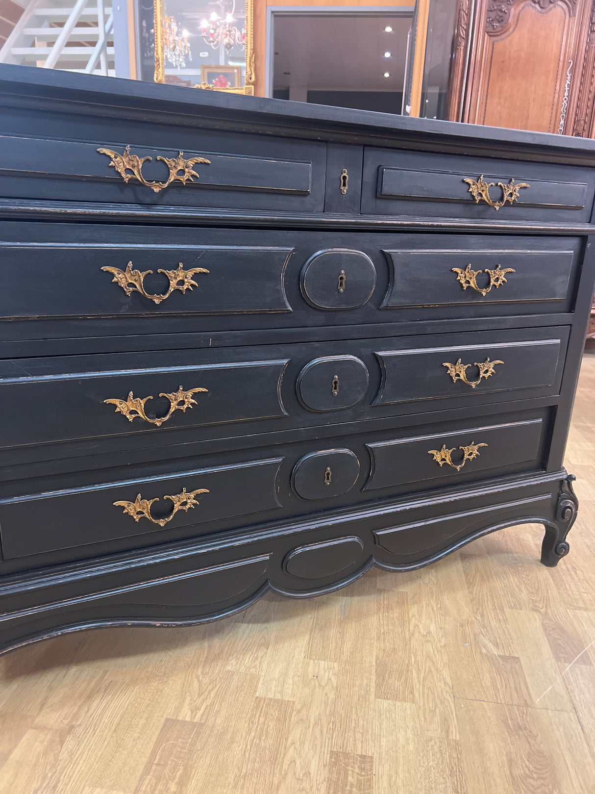 Rococo chest of drawers W 132cm, D 57cm and H 90cm