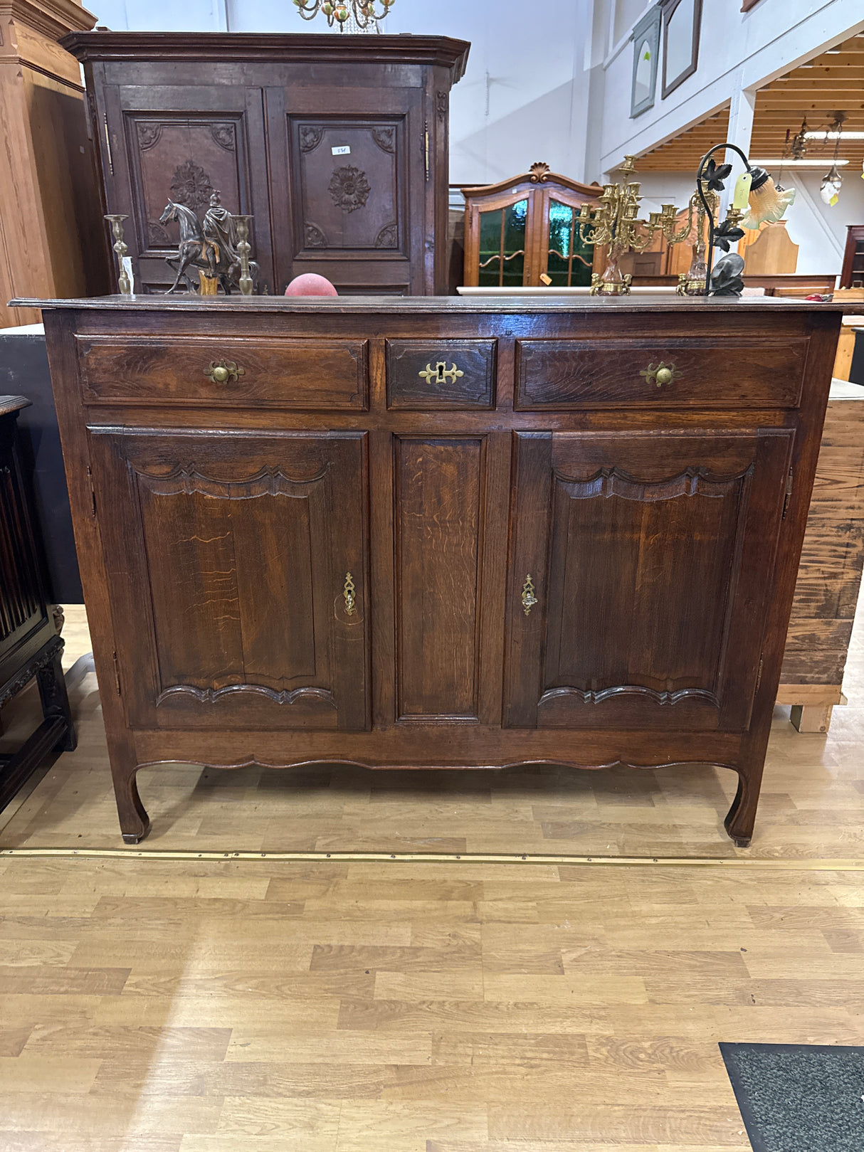 Oak bench L.157cm, D.53cm, H.121cm