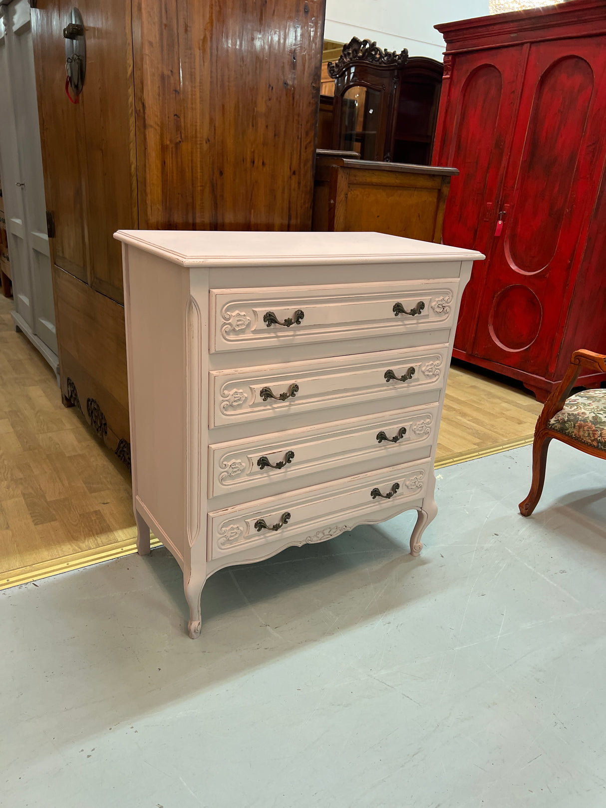 Rococo chest of drawers L. 80cm, W. 43cm and H. 90cm