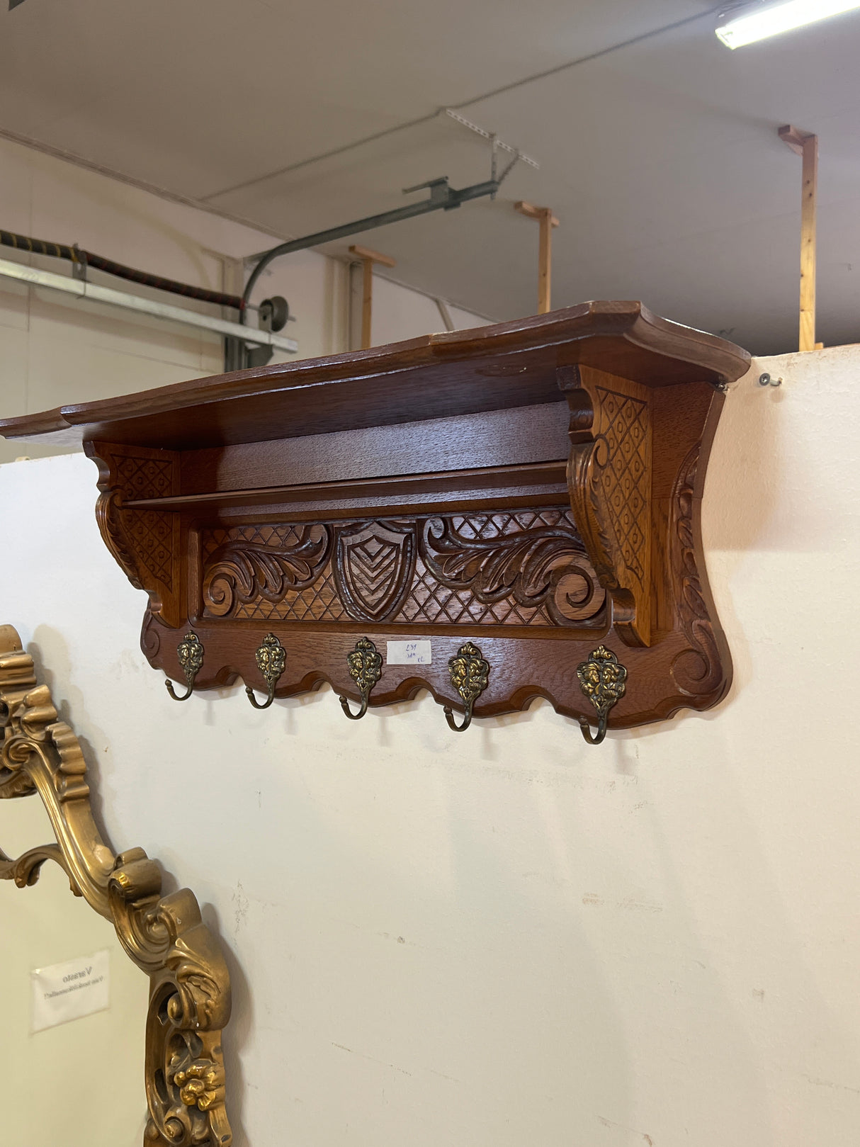 Wall-mounted coat rack W. 74.5cm, D. 21.5cm and H. 31cm