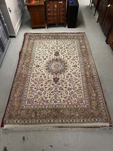 Upea aito käsinsolmittu villamatto 293x203cm Kashan