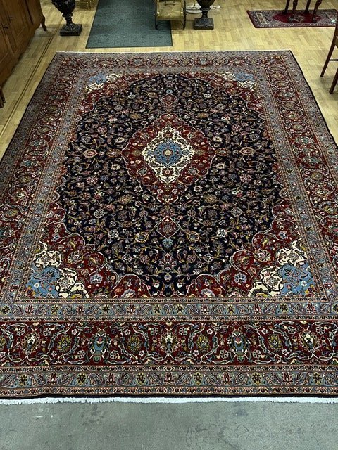 Upea aito käsinsolmittu villamatto 413cm x 303cm Kashan