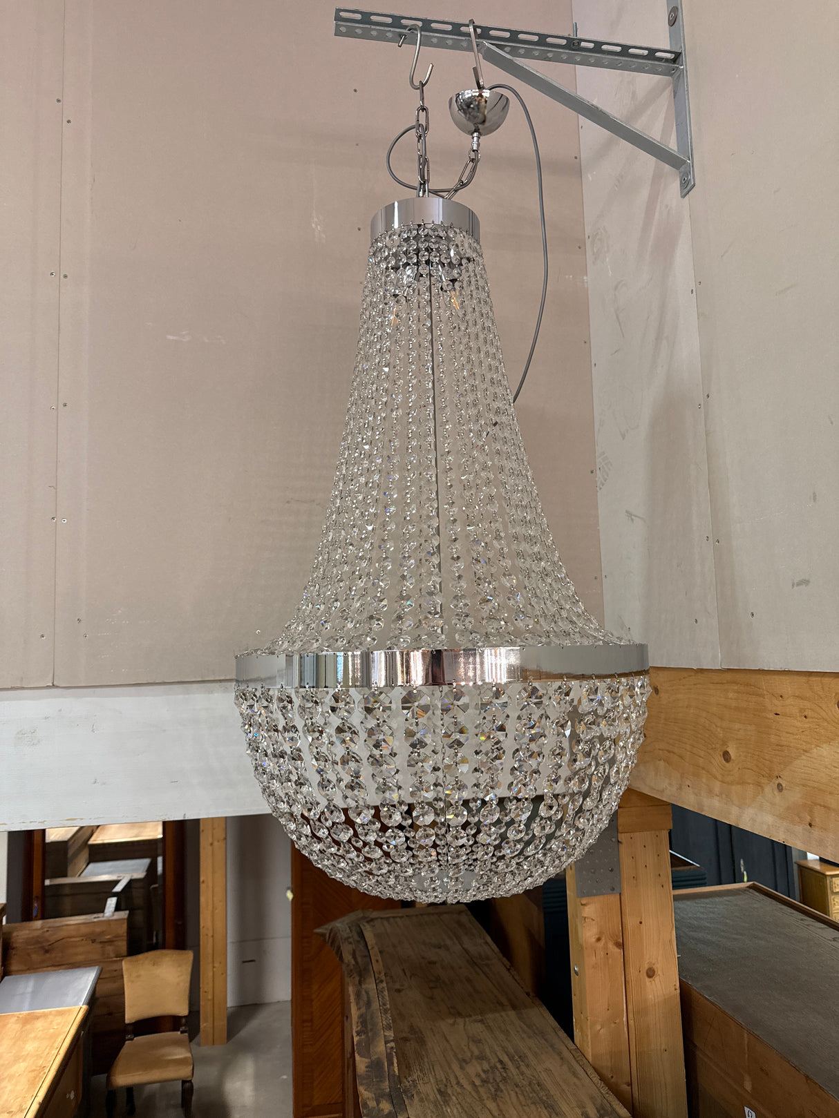 Gorgeous modern chrome-framed chandelier