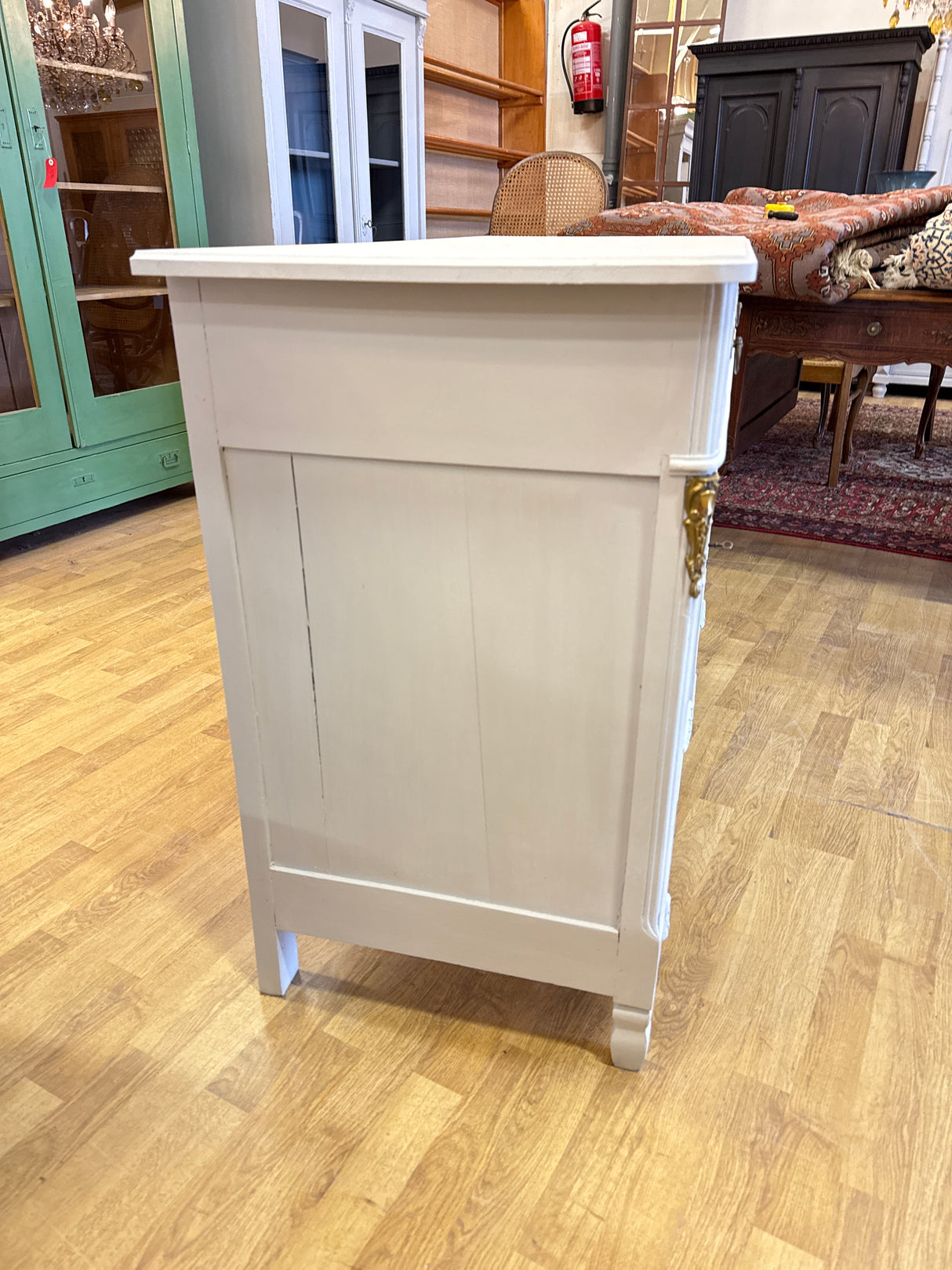Light gray Art Nouveau sideboard W.120cm, D.50cm, H.87cm