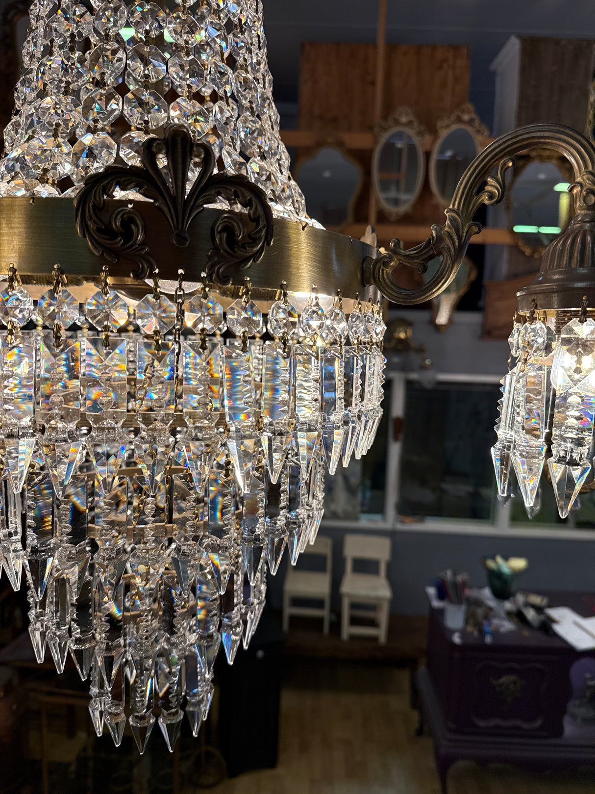 Beautiful Finnish empire crystal lamp