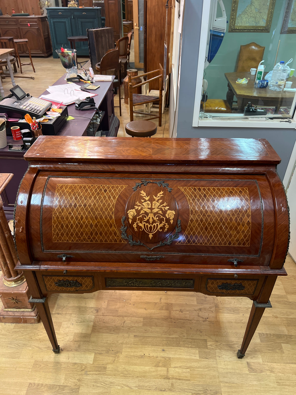 Italian writing desk, W. 122.5cm, D. 61cm, H. 118cm