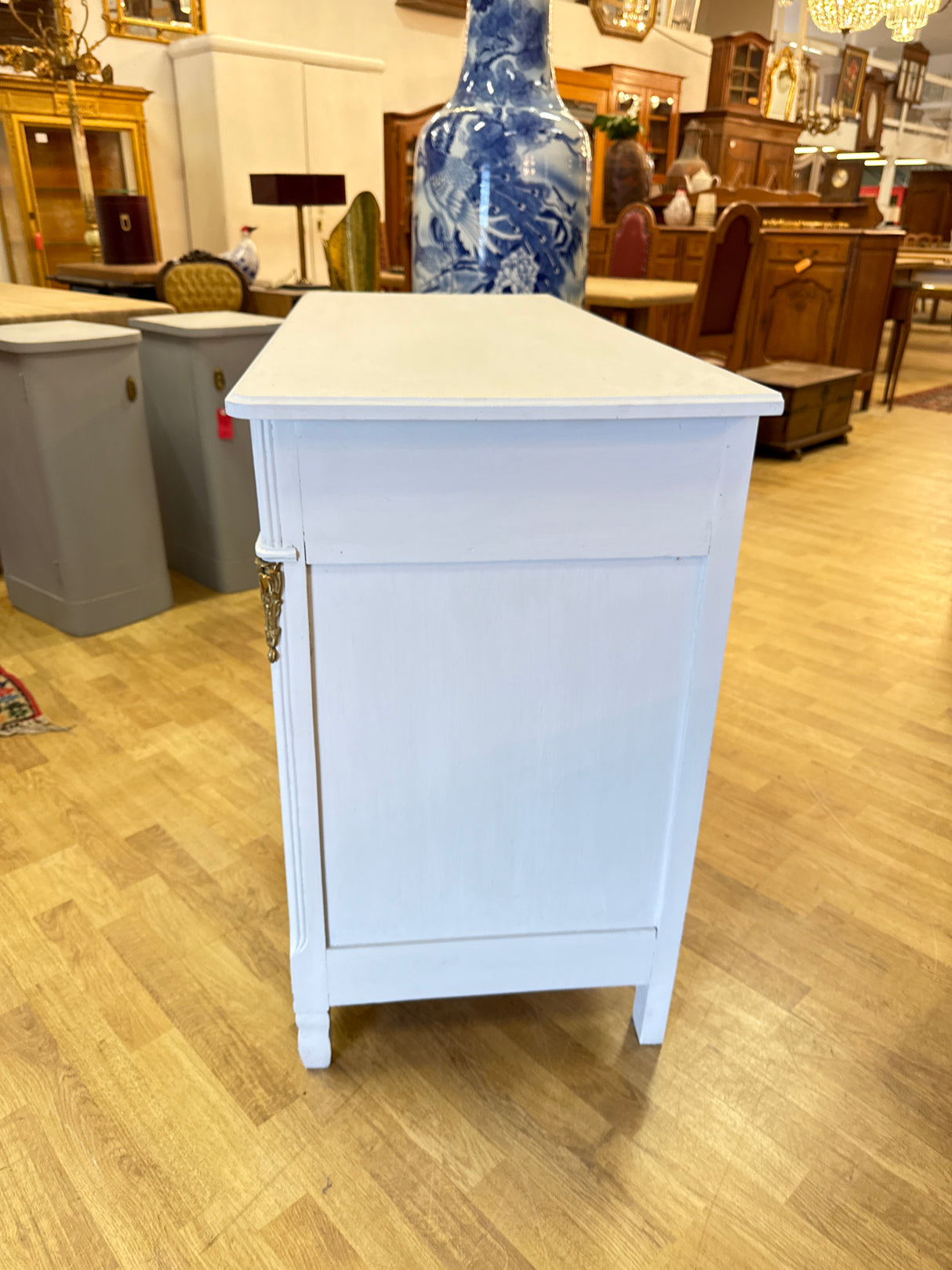 Light gray Art Nouveau sideboard W.120cm, D.50cm, H.87cm