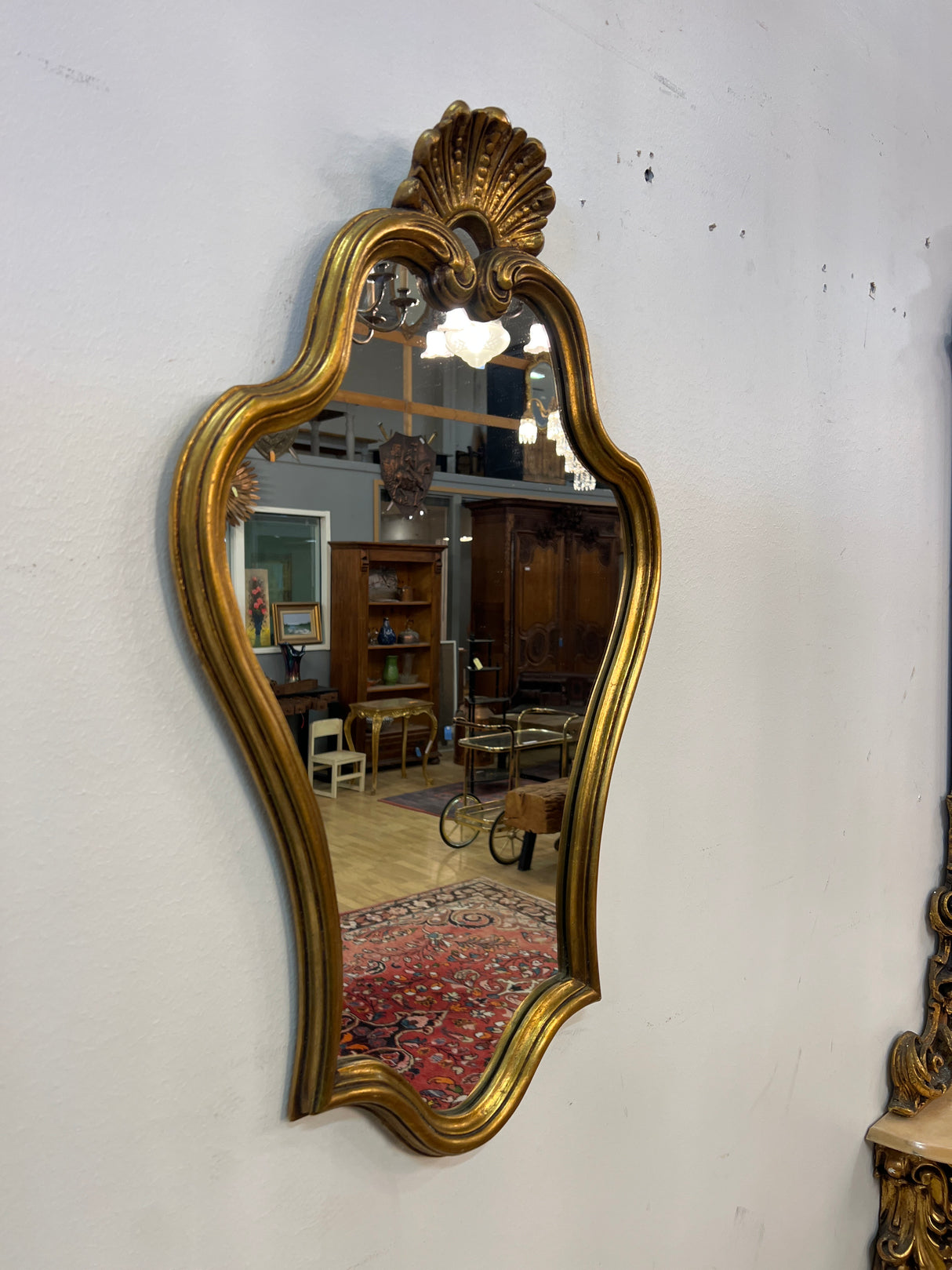 Rococo mirror, W 44cm, H 73cm