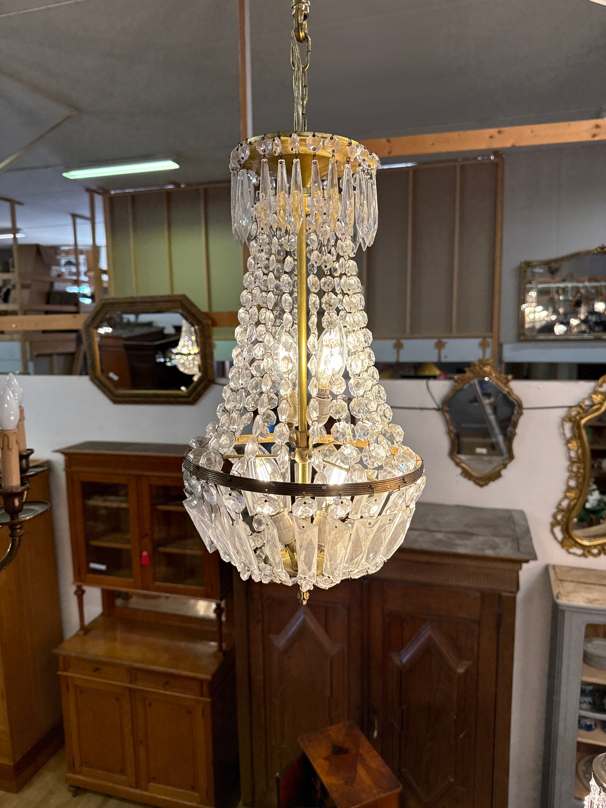 Beautiful Empire style bag chandelier, W.47cm, H.25cm