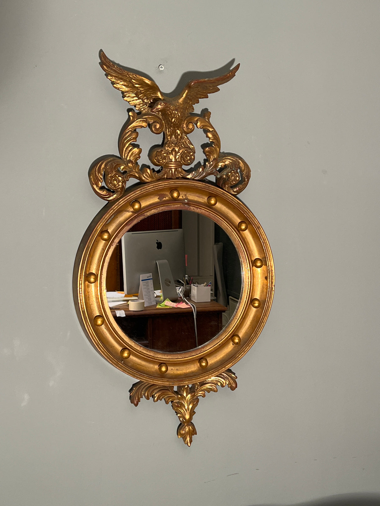 Upea kotkakoristeinen peili K. 91cm ja L. 48cm