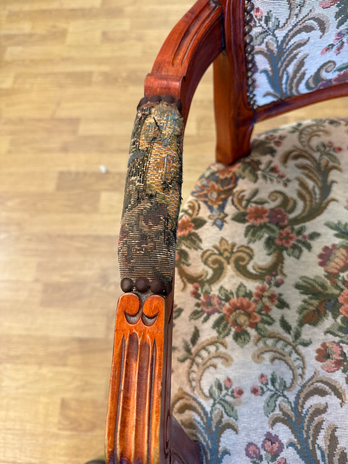 Rococo frame chair with kobel upholstery