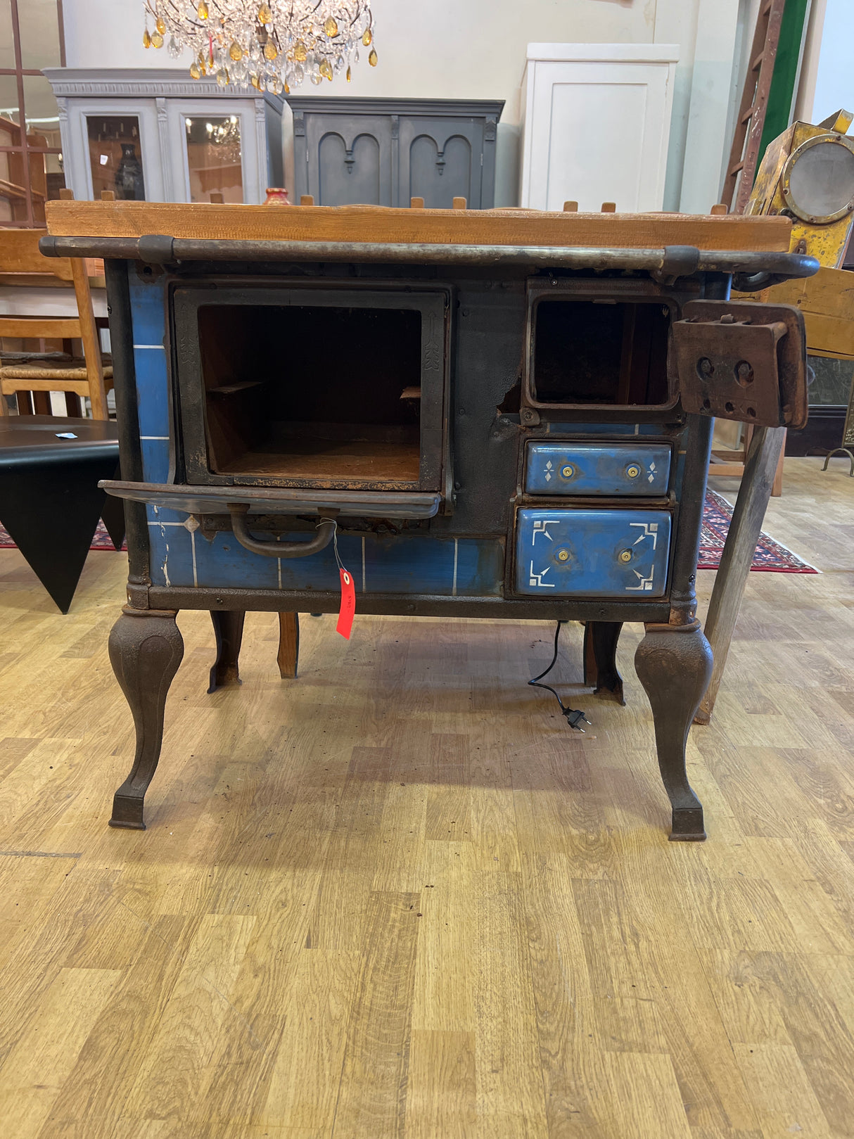 Old wood stove chest of drawers