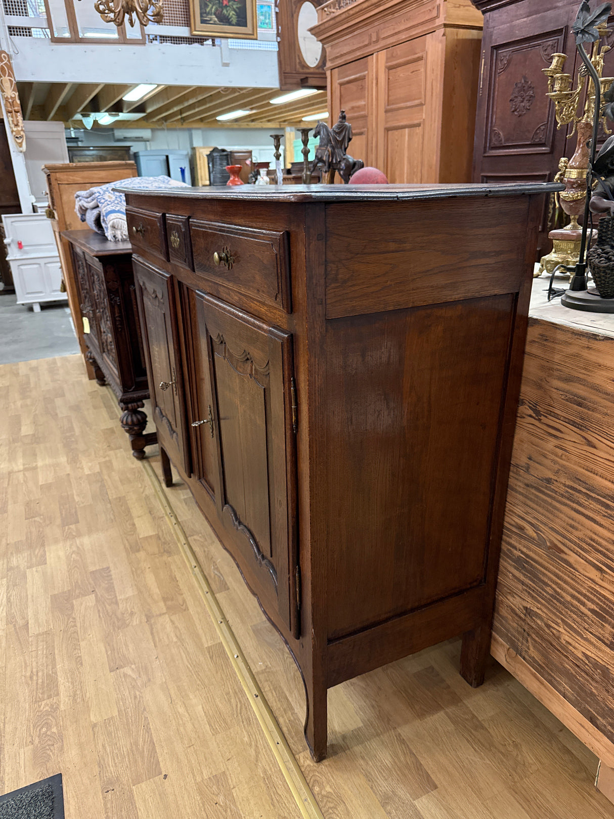 Oak bench L.157cm, D.53cm, H.121cm