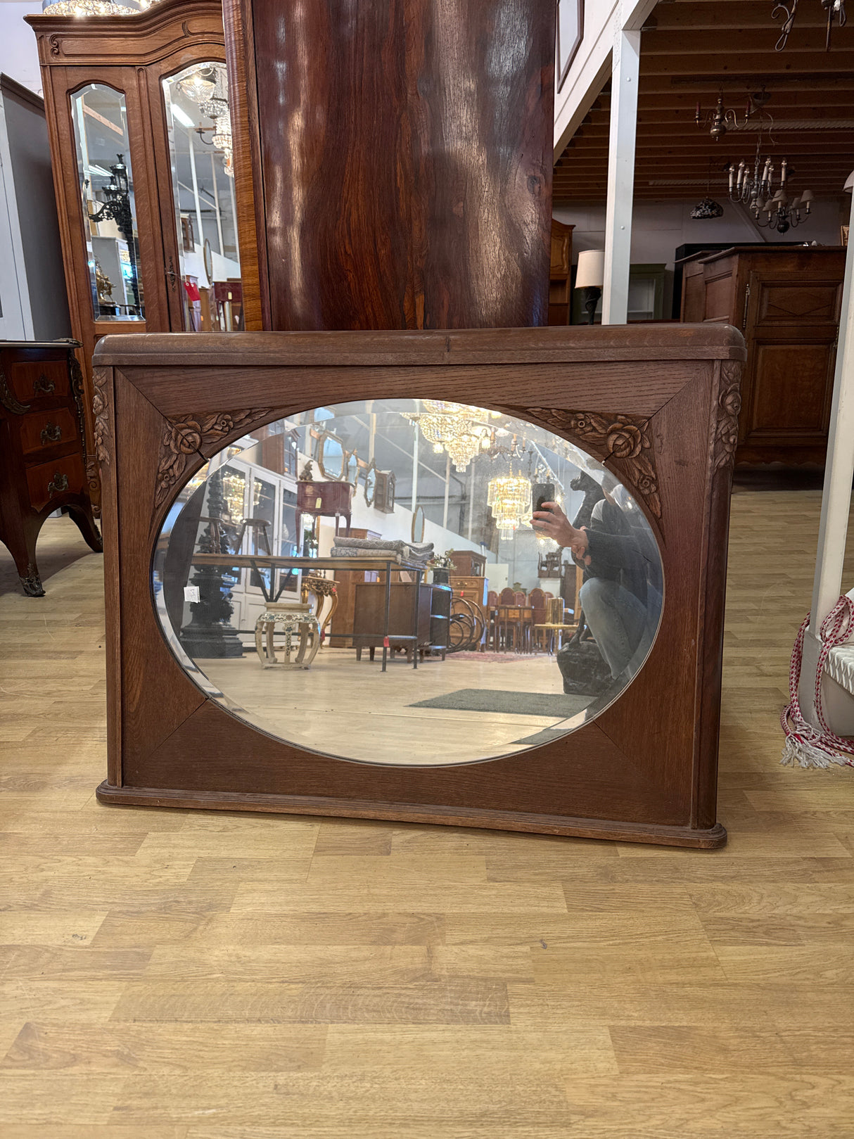 Oak mirror L.107cm, D.5cm, H.80cm