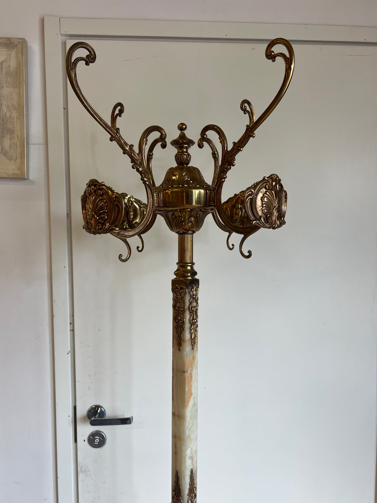 Brass/bronze/marble coat rack H. 186cm