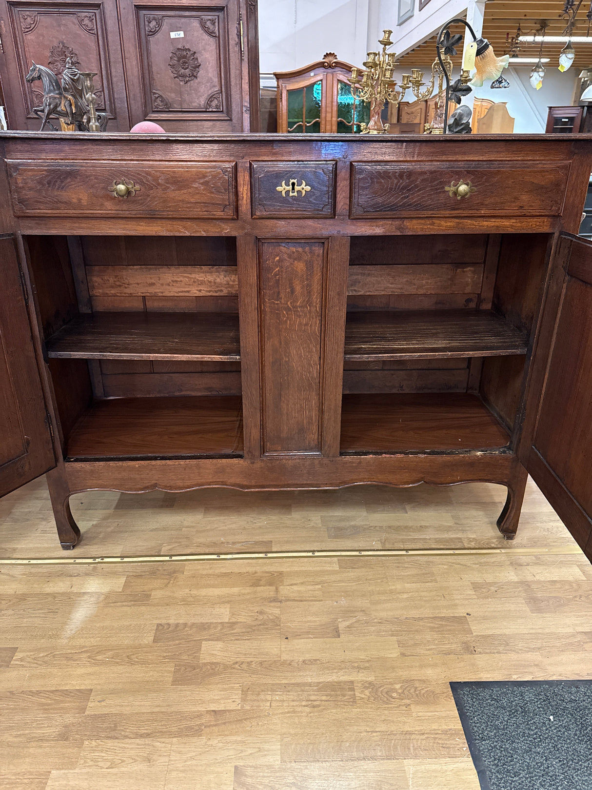 Oak bench L.157cm, D.53cm, H.121cm