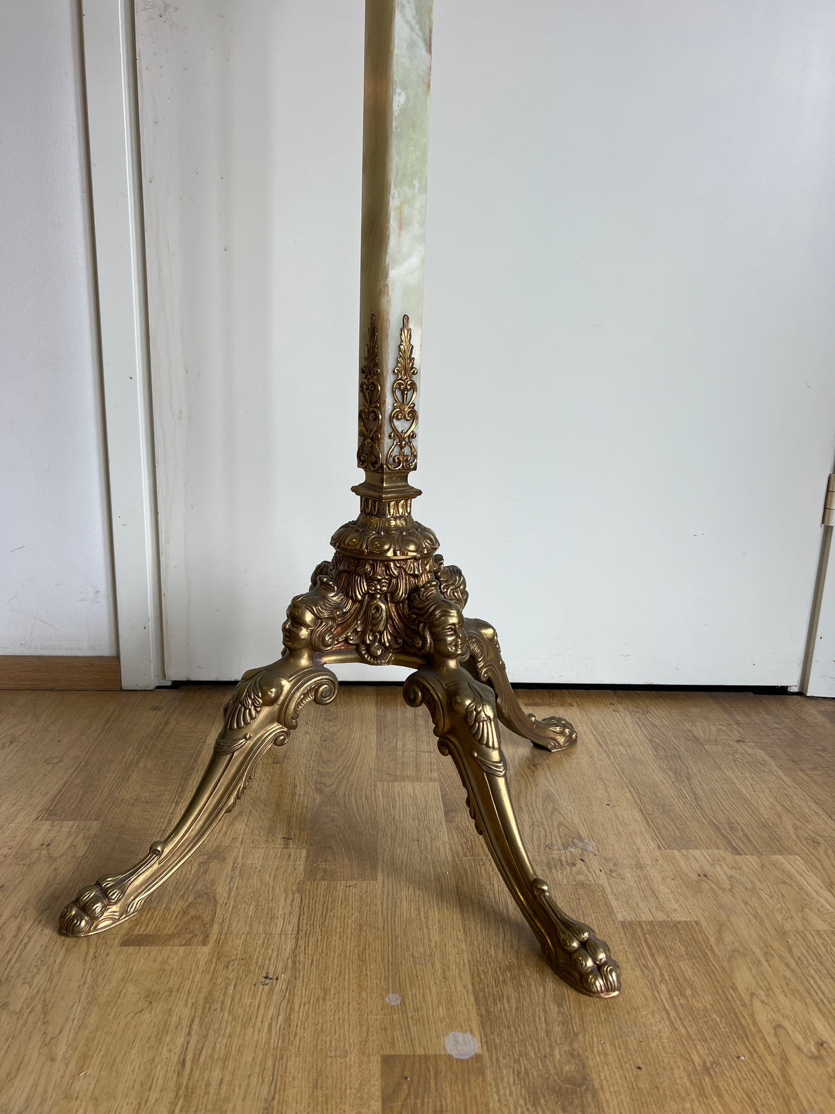 Brass/bronze/marble coat rack H. 186cm