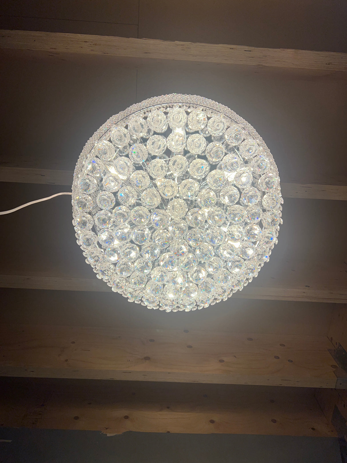 Upea kromi runkoinen kristalliplafondi Halk. N.53cm ja korkeus n.25cm