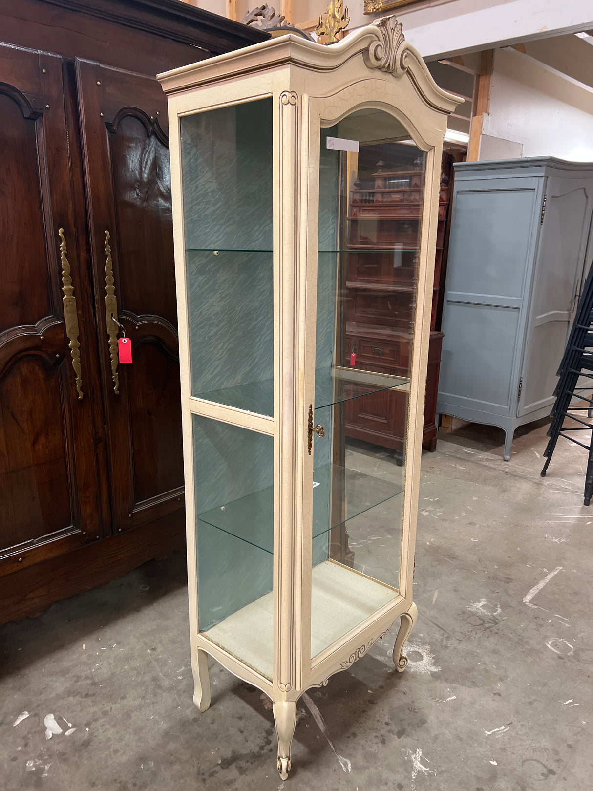 Rococo display cabinet W. 65.5cm, D. 40.5cm and H. 182.5cm