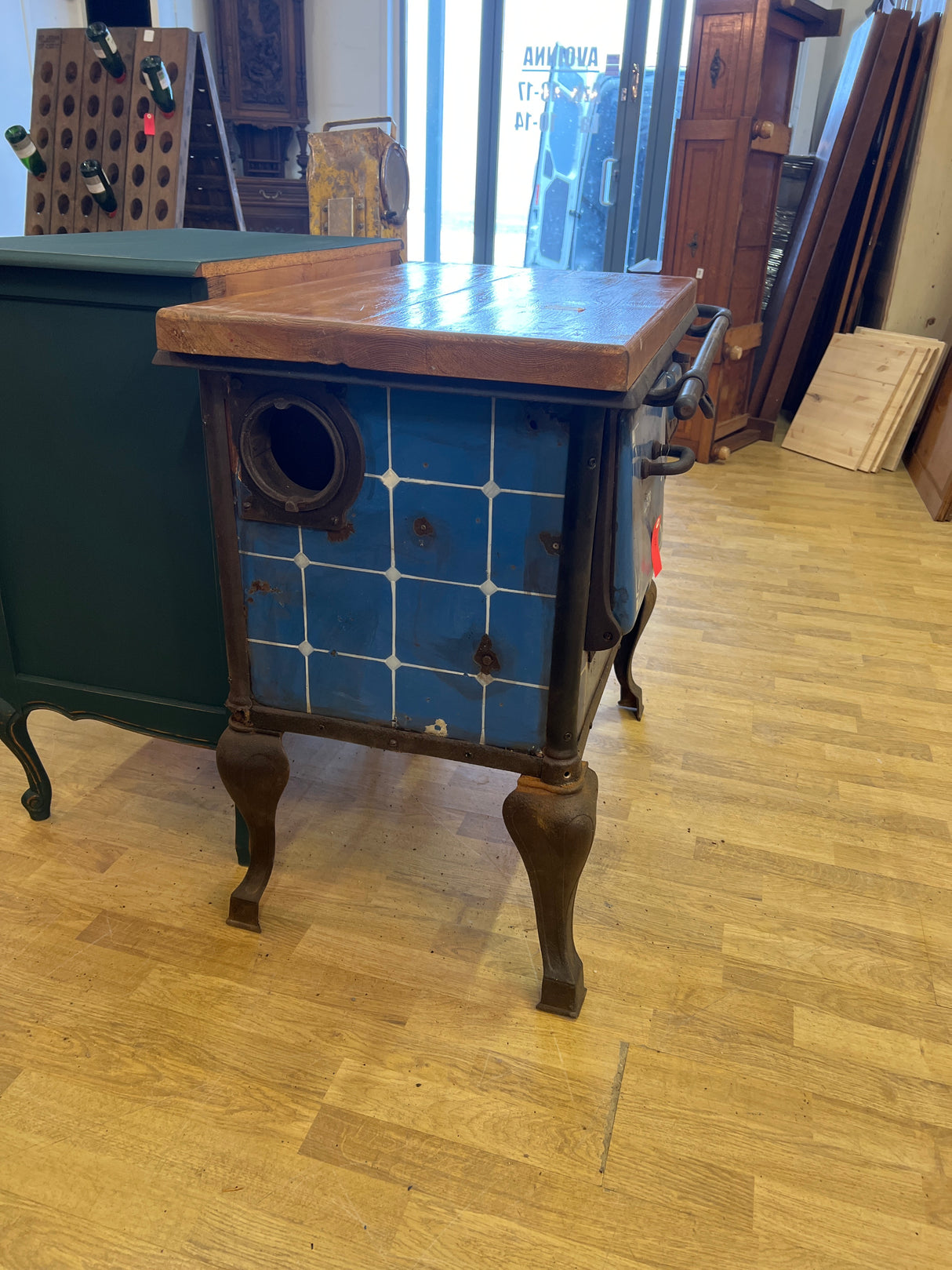 Old wood stove chest of drawers