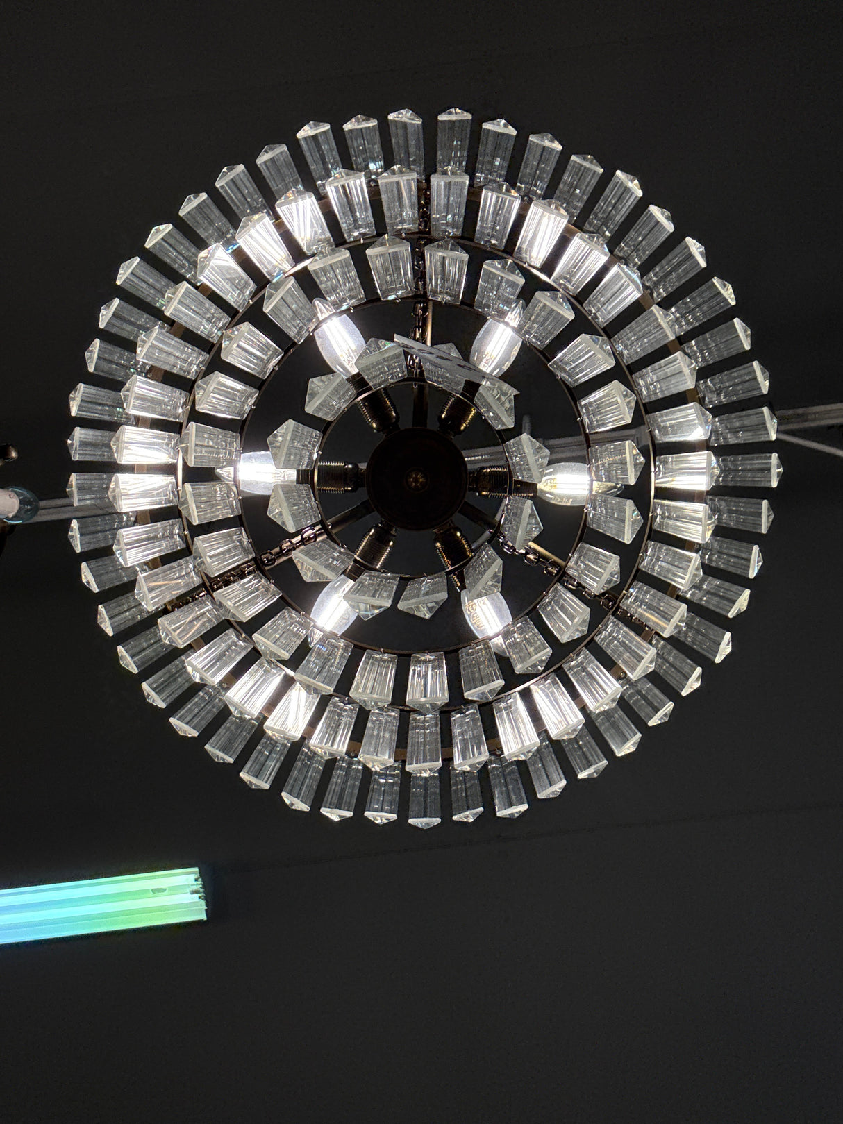Patinated brass crystal chandelier K.41cm, H.46cm