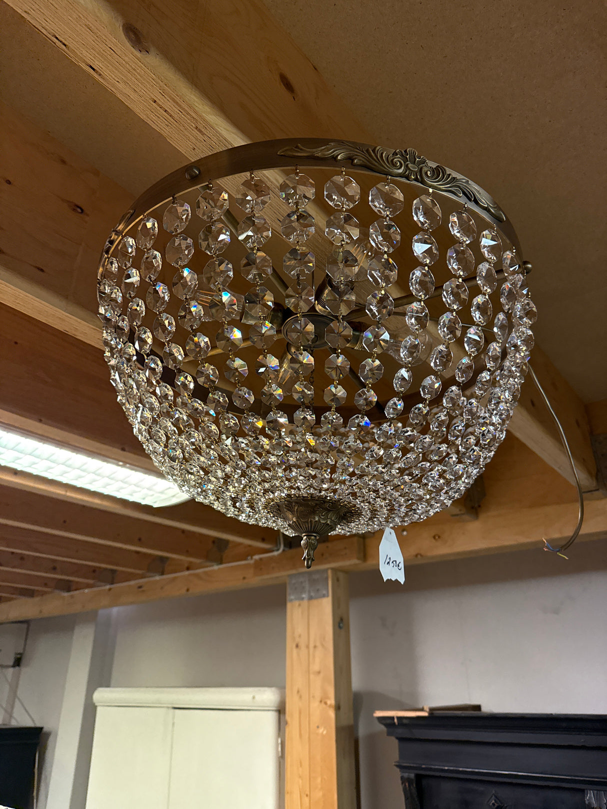 Beautiful brass-framed ceiling light