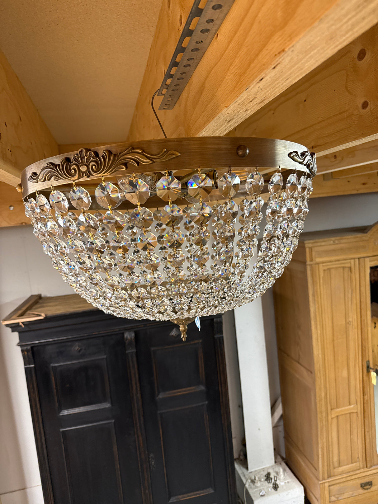 Beautiful brass-framed ceiling light