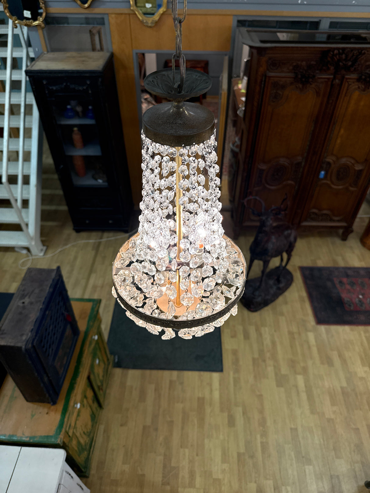 Beautiful small crystal chandelier L.50cm+chain H.24cm