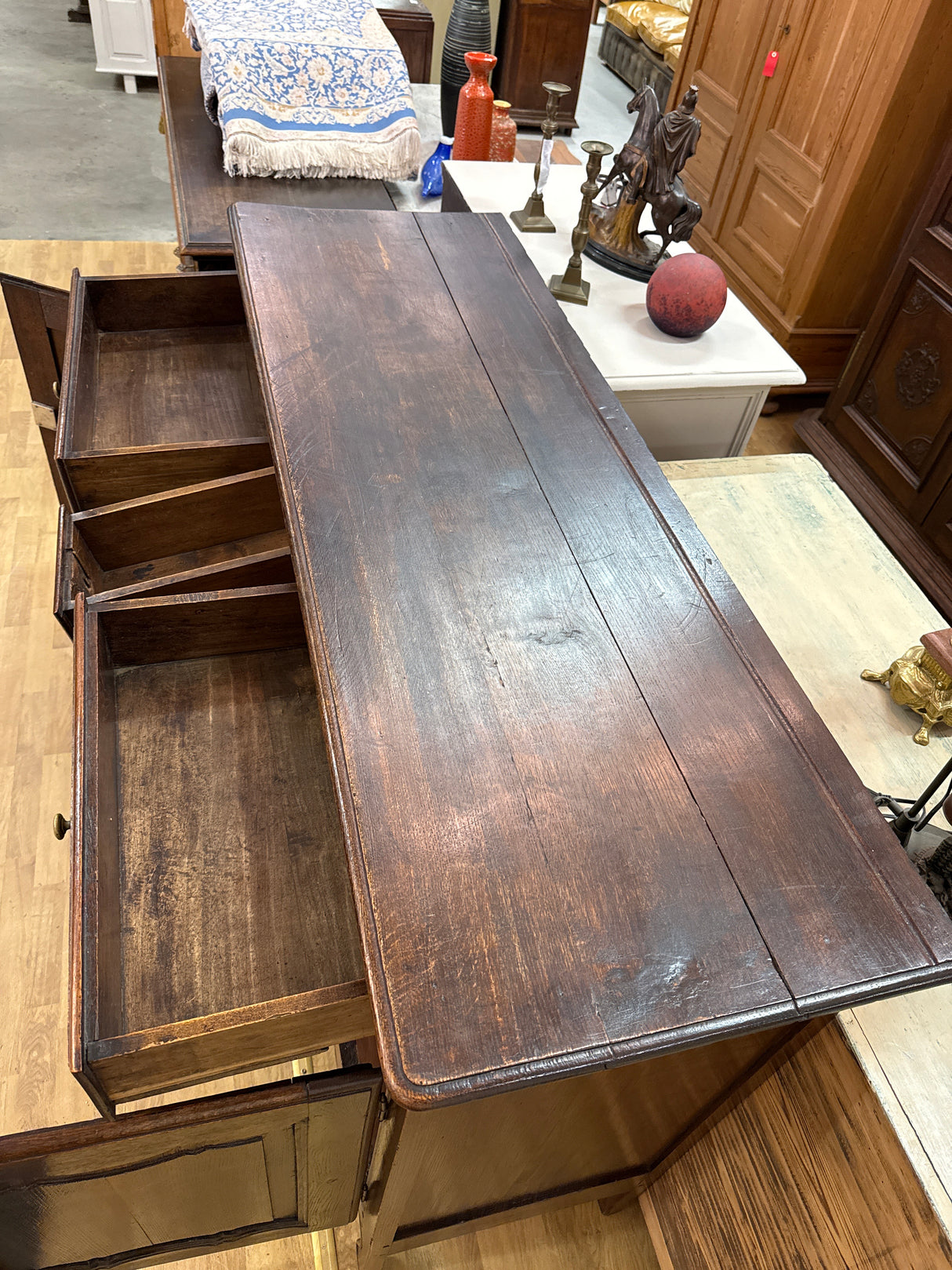 Oak bench L.157cm, D.53cm, H.121cm