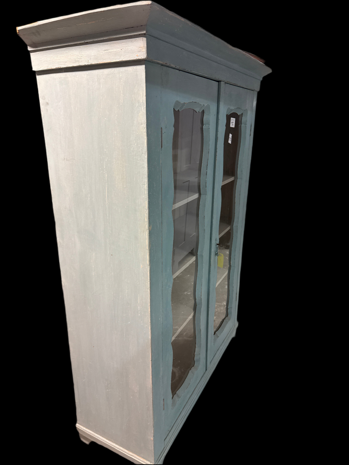 Turkoosi virtriinikappi L.135.5cm, S.52cm, K.182.5cm