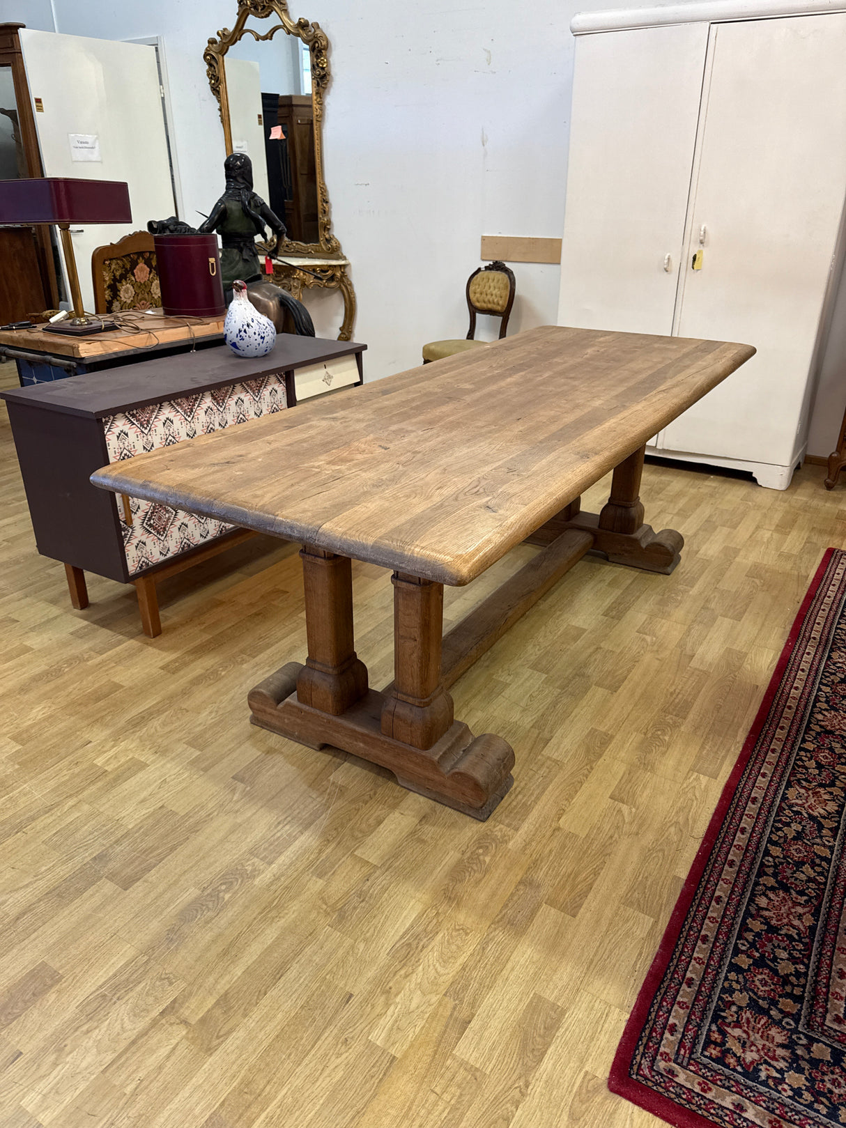 Tammipöytä Pituus 219cm, Leveys 84cm, korkeus 77cm