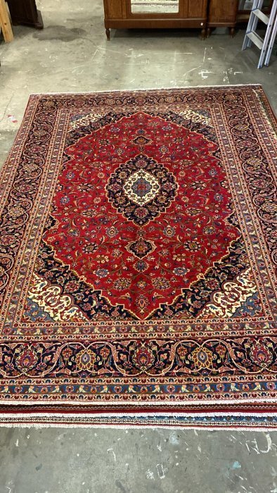 Upea aito käsinsolmittu villamatto 342cm x 240cm Kashan