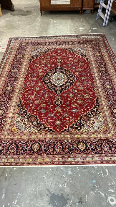 Upea aito käsinsolmittu villamatto 340cm x 233cm Kashan