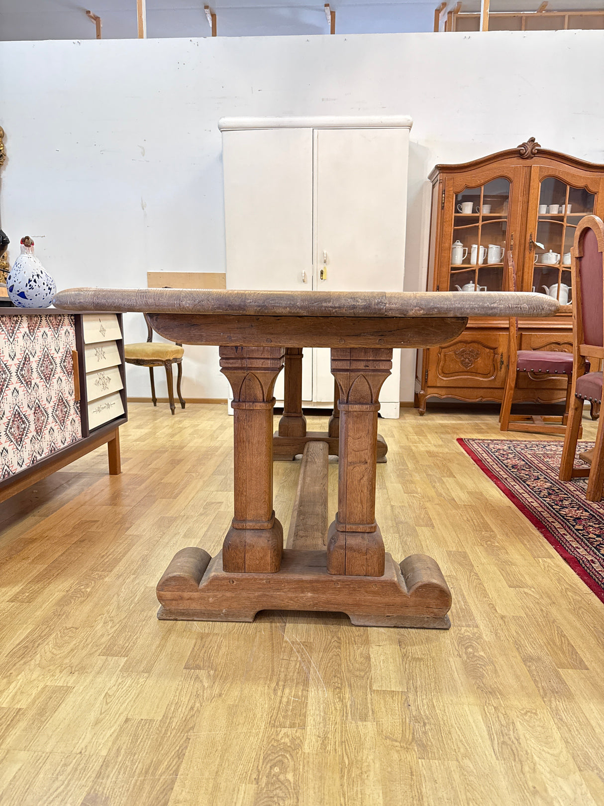 Tammipöytä   Pituus 219cm, Leveys 84cm, korkeus 77cm