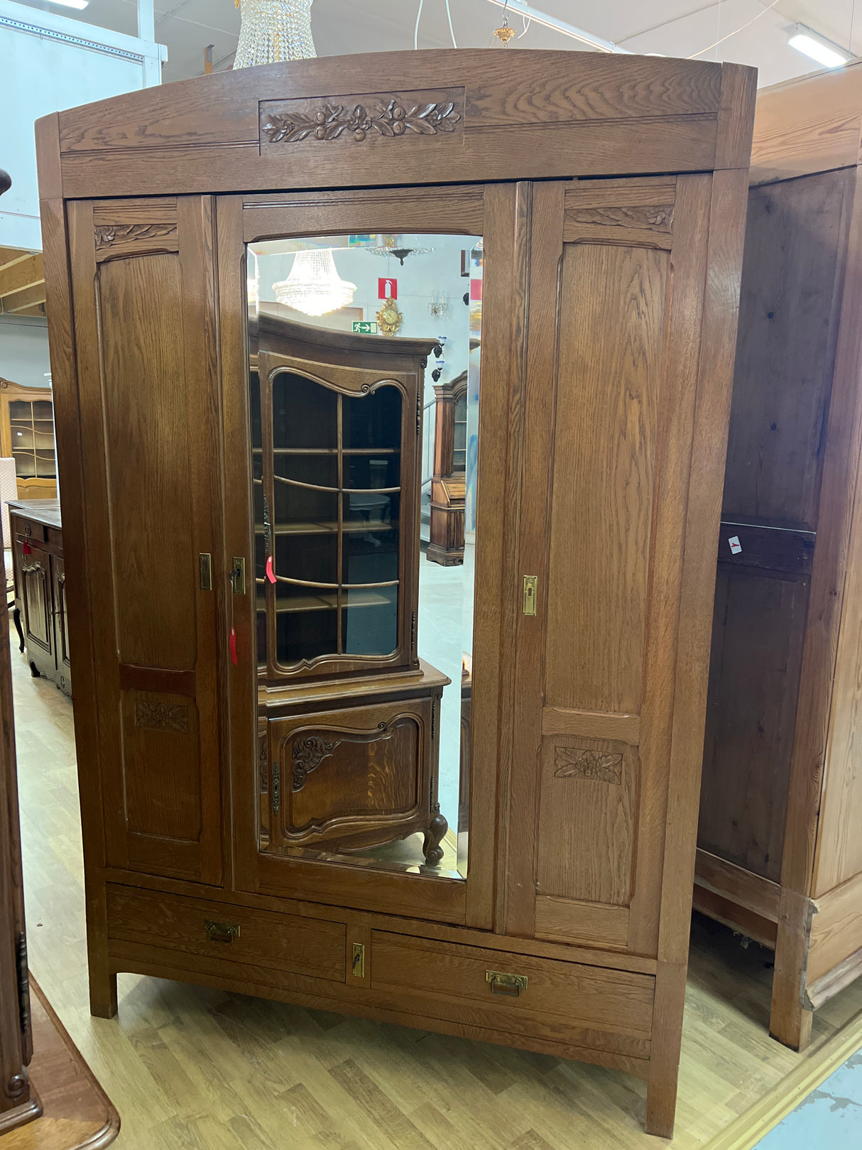 Beautiful Art Nouveau wardrobe W. 140cm, D. 55cm and H. 213cm.