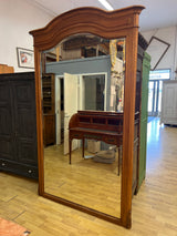 Giant facet-cut mirror with hardwood frame. W. 140cm and H. 241cm