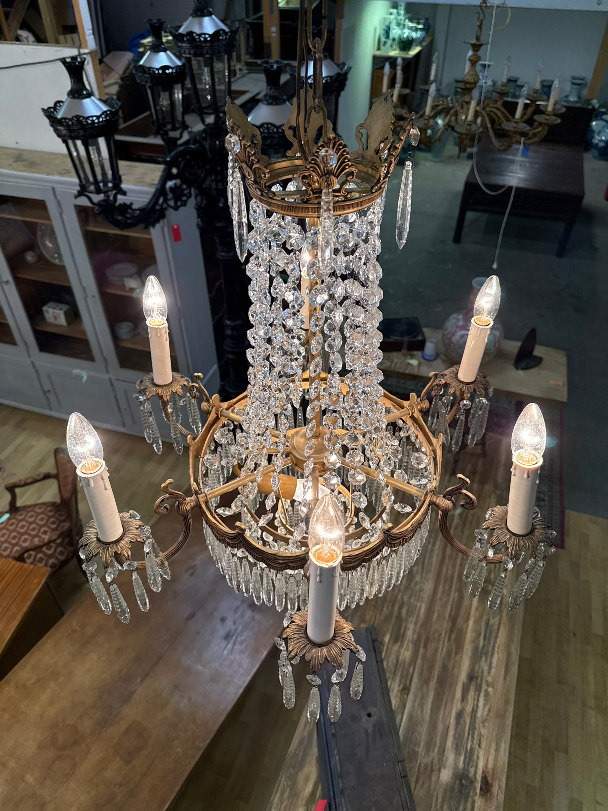 Kaunis empire-kristallikruunu K.64cm, H.59cm