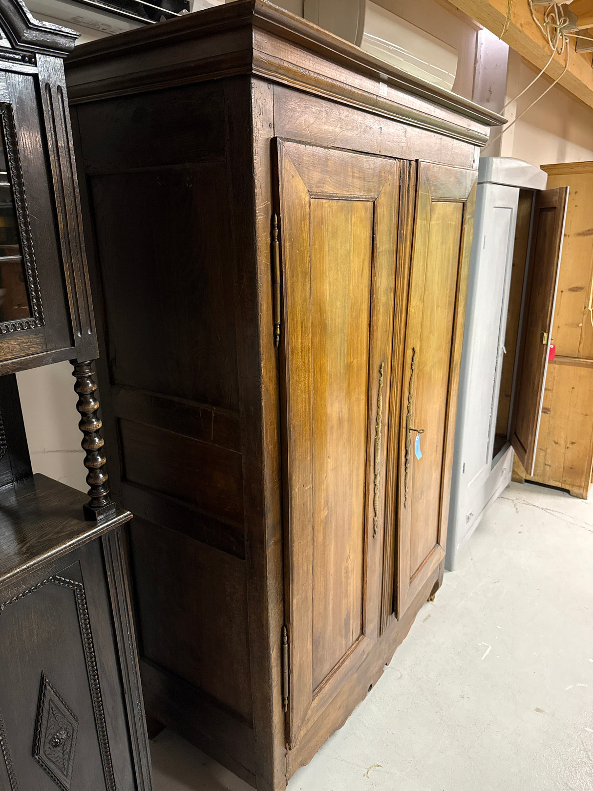 19th century oak cabinet W. 139cm, D.64.5cm, H.196cm