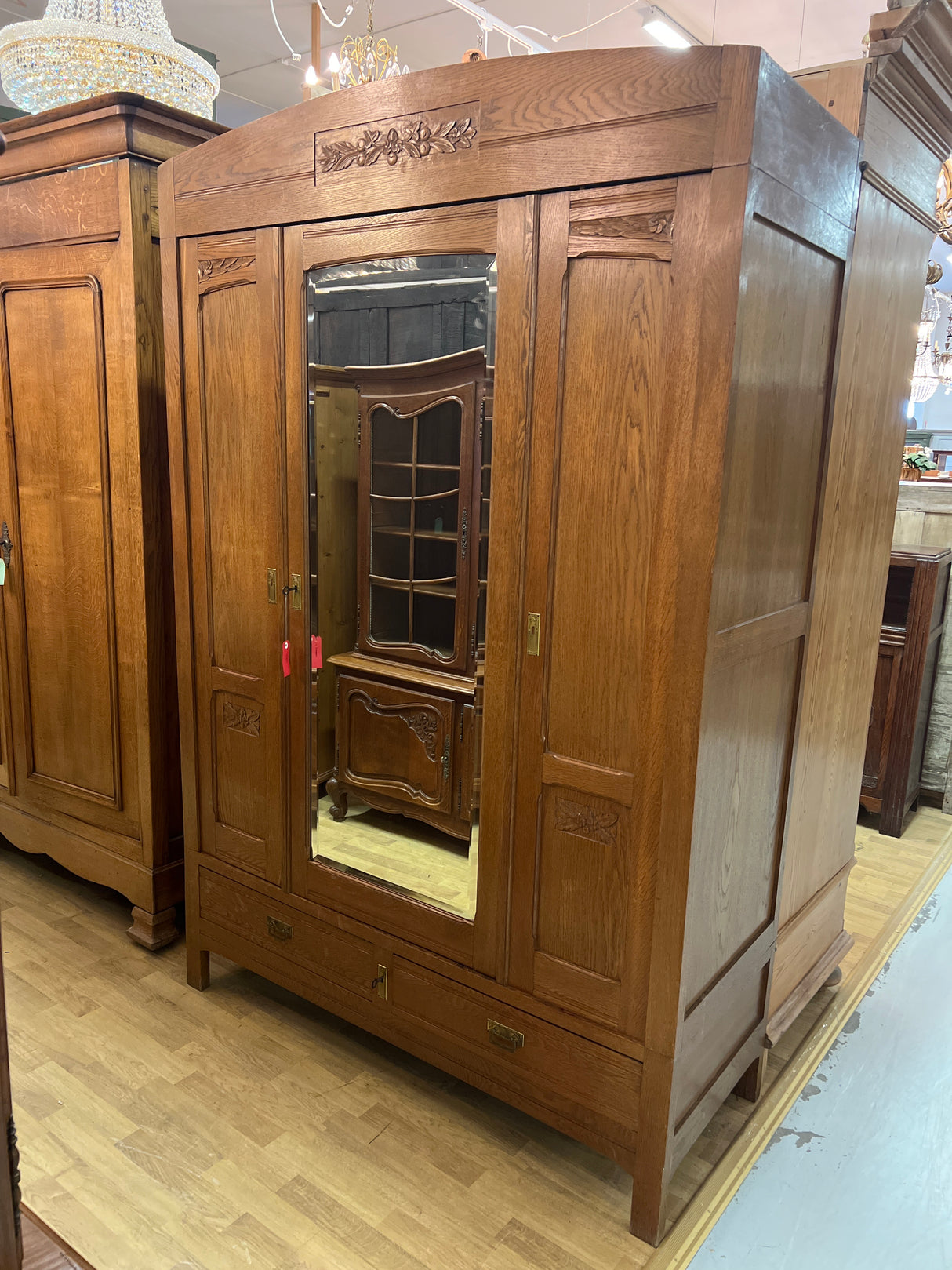 Beautiful Art Nouveau wardrobe W. 140cm, D. 55cm and H. 213cm.