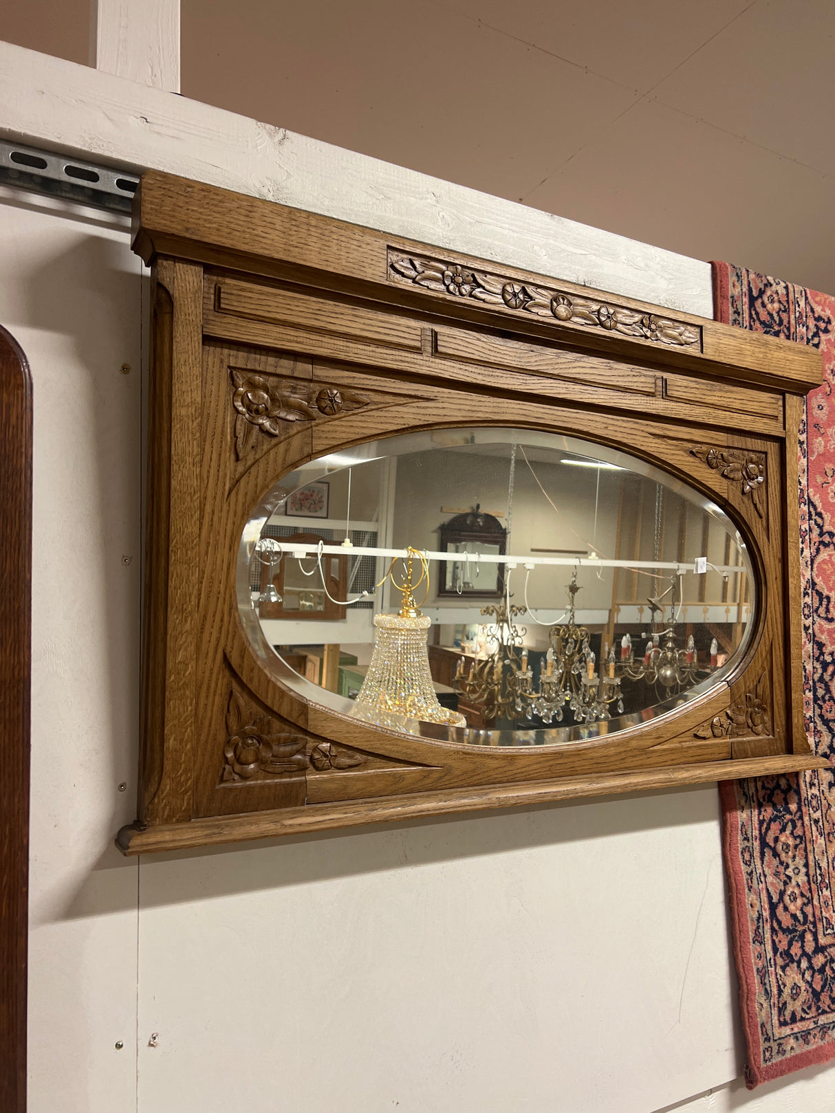 Art Nouveau mirror W. 105.5cm and H. 67cm
