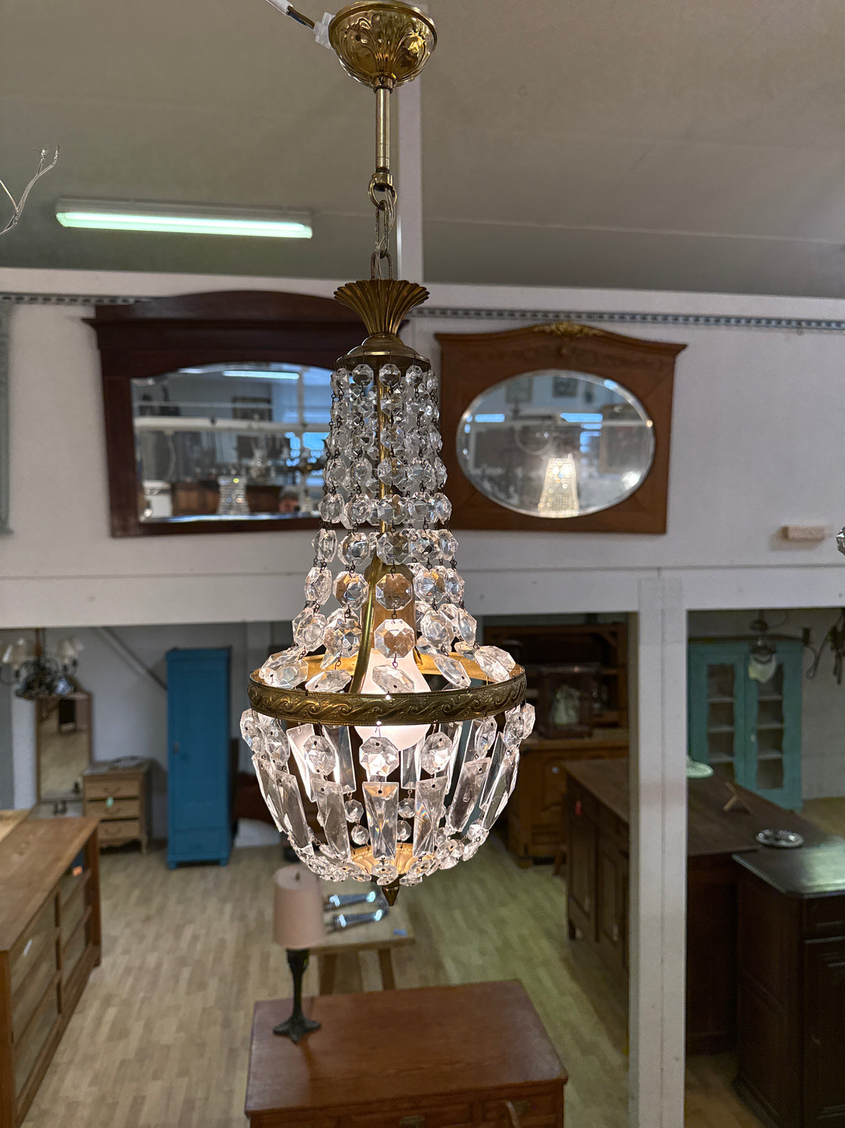 Small crystal lamp H.43cm+chain20cm, D.20cm