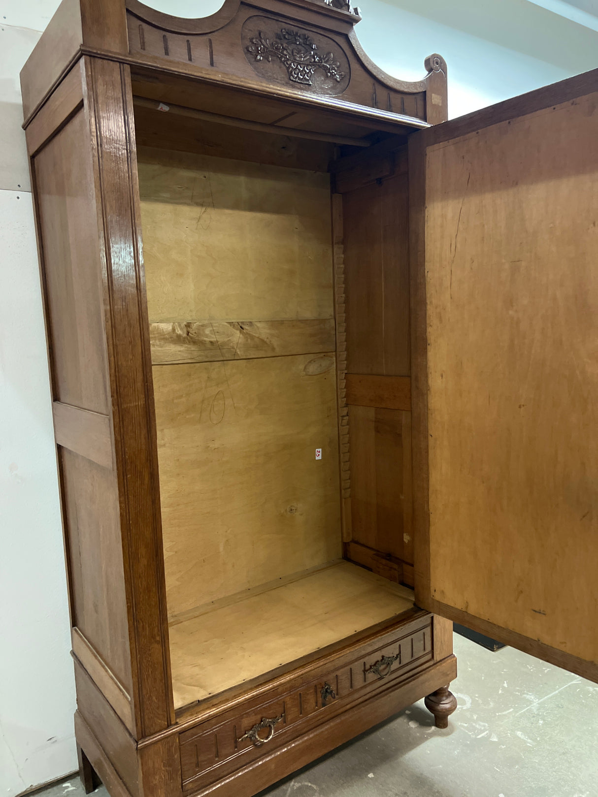 Gorgeous Art Nouveau wardrobe with a beveled mirror door W. 102cm, D. 49.5cm and H. 212cm