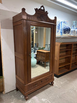 Gorgeous Art Nouveau wardrobe with a beveled mirror door W. 102cm, D. 49.5cm and H. 212cm