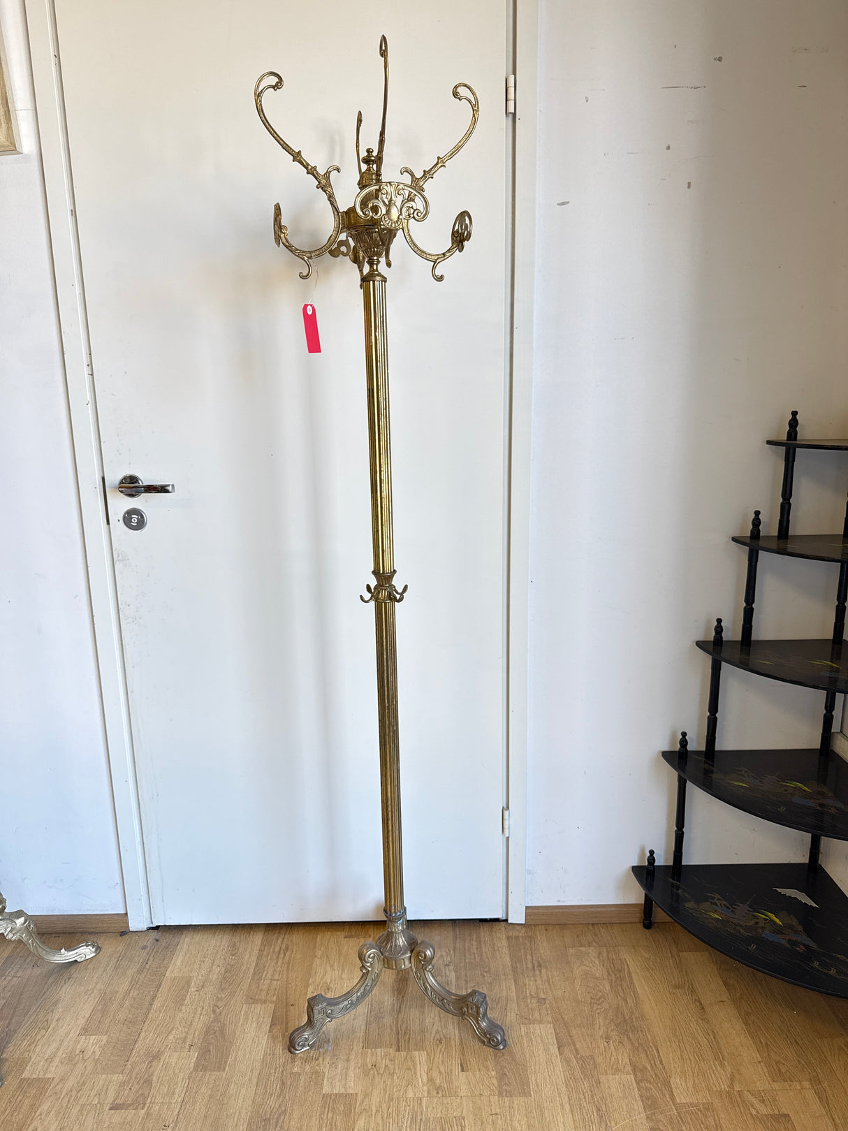 Magnificent brass upright coat rack H.177.5cm